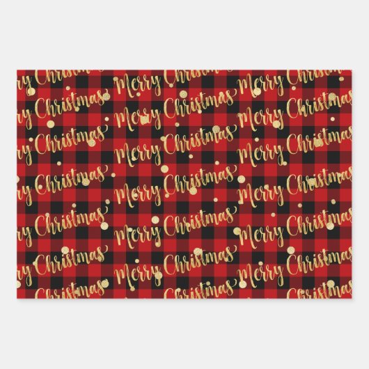 Red Buffalo Pset Gold die met Kerstmis jingle schr Inpakpapier Vel (Voorkant)