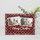 Red Buffalo Pset Gold met kerstmis Feestdagenkaart (Staand voorkant)