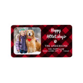 Red Buffalo Pset Happy HOWLidays Aangepaste foto Etiket (Voorkant)