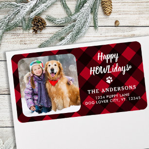 Red Buffalo Pset Happy HOWLidays Aangepaste foto  Etiket