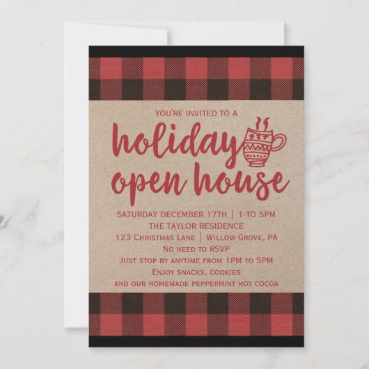 Red Buffalo Pset Holiday Open House Kaart (Voorkant)
