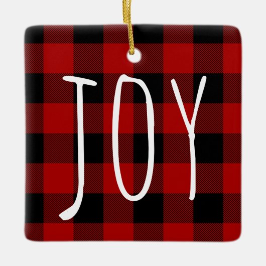 Red Buffalo Pset & Joy | Happy Holiday Keramisch Ornament (Voorkant)
