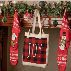 Red Buffalo Pset & Joy Happy Holiday Tote Bag