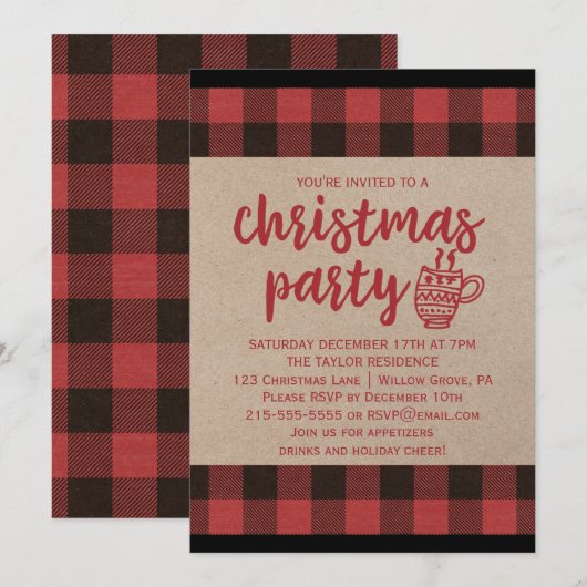 Red Buffalo Pset-kerstfeest Kaart (Voorkant / Achterkant)