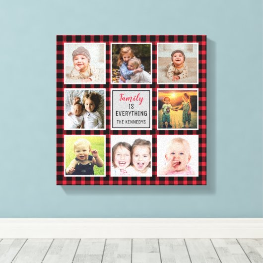 Red Buffalo Pset-kerstfoto Collage Canvas Afdruk (Insitu (Houten vloer))
