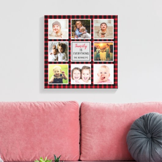 Red Buffalo Pset-kerstfoto Collage Canvas Afdruk (Insitu (Woonkamer))