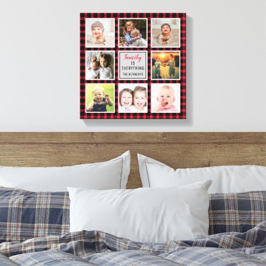 Red Buffalo Pset-kerstfoto Collage Canvas Afdruk (Insitu (Slaapkamer))