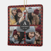 Red Buffalo Pset Lumberjack Family Photo Collage Keramisch Ornament (Links)