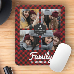 Red Buffalo Pset Lumberjack Family Photo Collage Muismat