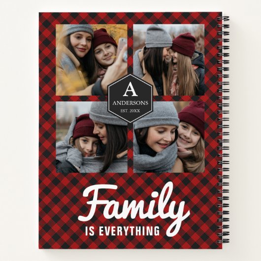 Red Buffalo Pset Lumberjack Family Photo Collage Notitieboek (Achterkant)
