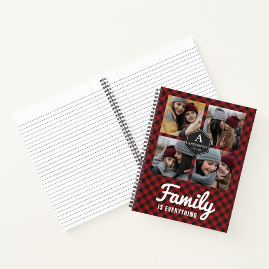 Red Buffalo Pset Lumberjack Family Photo Collage Notitieboek (Binnen)