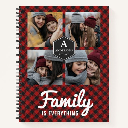 Red Buffalo Pset Lumberjack Family Photo Collage Notitieboek (Voorkant)