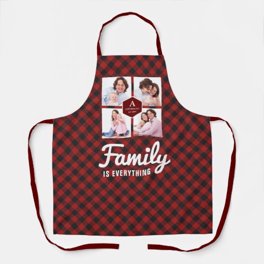 Red Buffalo Pset Lumberjack Family Photo Collage Schort (Voorkant)