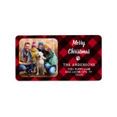 Red Buffalo Pset Merry kerst Aangepaste foto Etiket (Voorkant)