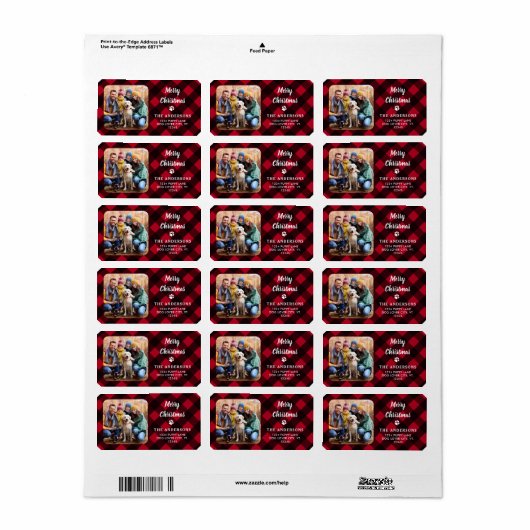 Red Buffalo Pset Merry kerst Aangepaste foto Etiket (Full Sheet)