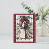 Red Buffalo Pset Merry Kerstbruiloft Foto Briefkaart (Staand voorkant)