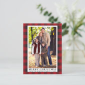 Red Buffalo Pset Merry-kerstfamilie Foto Briefkaart (Staand voorkant)
