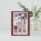 Red Buffalo Pset Merry-kerstfeestfoto Briefkaart (Staand voorkant)