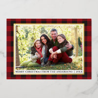 Red Buffalo Pset Merry-kerstfoto Gold