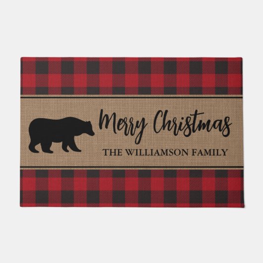Red Buffalo Pset Merry Kerstmis Beer Holiday Deurmat (Voorkant)