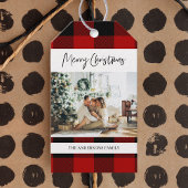 Red Buffalo Pset & Merry Kerstmis met Photo Gif Cadeaulabel