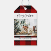 Red Buffalo Pset & Merry Kerstmis met Photo Gif Cadeaulabel (Voorkant)