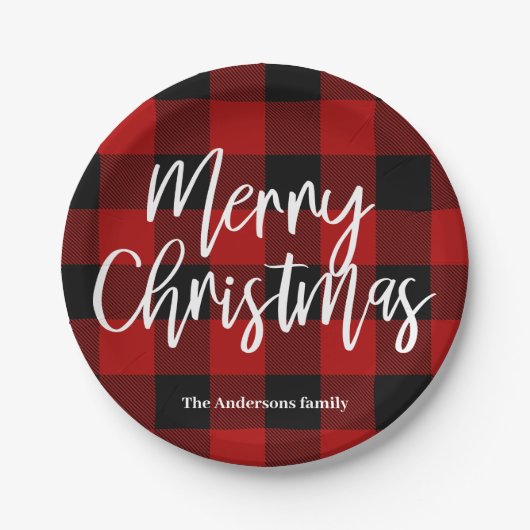 Red Buffalo Pset & Merry Kerstmis|Persoonlijke naa Papieren Bordje (Voorkant)