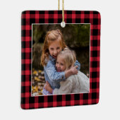 Red Buffalo Pset met kerstfoto Keramisch Ornament (Rechts)