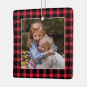 Red Buffalo Pset met kerstfoto Keramisch Ornament (Links)