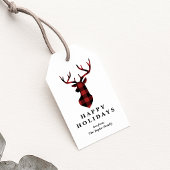 Red Buffalo Pset met kerstmis Deer Silhouette Cadeaulabel