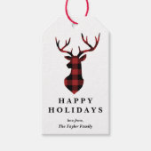 Red Buffalo Pset met kerstmis Deer Silhouette Cadeaulabel (Voorkant)