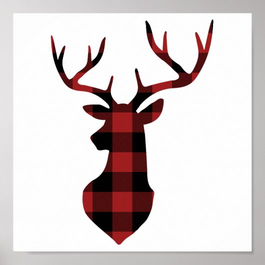 Red Buffalo Pset met kerstmis Deer Silhouette Poster (Voorkant)