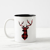 Red Buffalo Pset met kerstmis Deer Silhouette Tweekleurige Koffiemok (Links)
