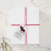 Red Buffalo Pset met kerstmis Silhouette Cadeaulabel (Met Touw)