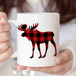 Red Buffalo Pset met kerstmis Silhouette Tweekleurige Koffiemok