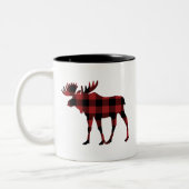Red Buffalo Pset met kerstmis Silhouette Tweekleurige Koffiemok (Links)