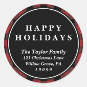 Red Buffalo Pset met kerstretour-adres Ronde Sticker (Voorkant)