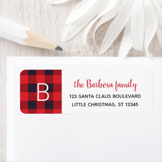 Red Buffalo Pset Monogrammed Kerstmis Initiaal Etiket (Insitu)