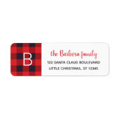 Red Buffalo Pset Monogrammed Kerstmis Initiaal Etiket (Voorkant)