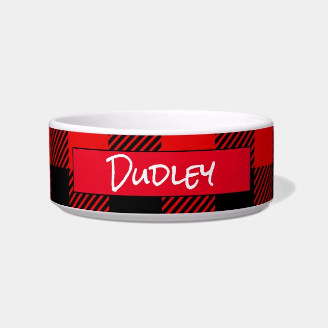 Red Buffalo Pset Pattern Aangepast Voerbakje (Voorkant)