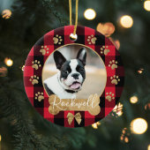 Red Buffalo Pset Pattern Gold Bow Family Foto Keramisch Ornament