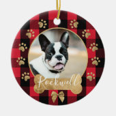 Red Buffalo Pset Pattern Gold Bow Family Foto Keramisch Ornament (Voorkant)