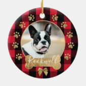 Red Buffalo Pset Pattern Gold Bow Family Foto Keramisch Ornament (Achterkant)