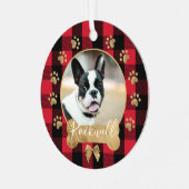 Red Buffalo Pset Pattern Gold Bow Family Foto Metalen Ornament (Voorkant links)