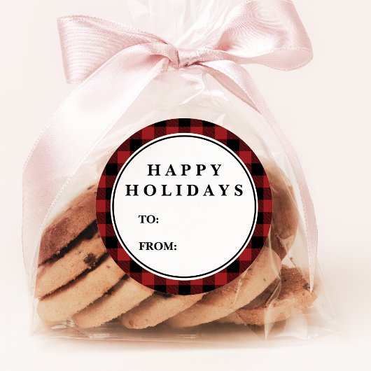 Red Buffalo Pset Pattern-kerstcadeaunaam Ronde Sticker