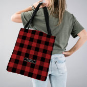 Red Buffalo Pset Pattern Monogrammed Bridesmaid Tote Bag