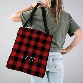 Red Buffalo Pset Pattern Monogrammed Bridesmaid Tote Bag