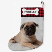 Red Buffalo Pset Pet Dog Monogram Foto Kleine Kerstsok (Achterkant)