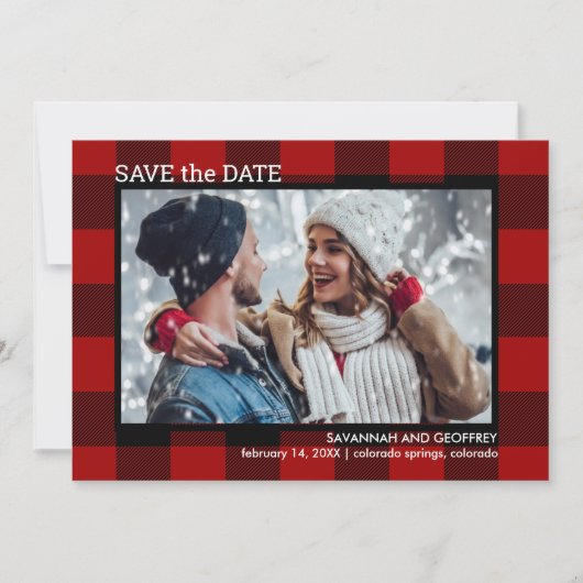 Red Buffalo Pset Photo Wedding Save The Date (Voorkant)