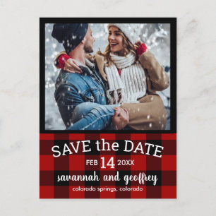 Red Buffalo Pset Photo Wedding Save the Date Aankondigingskaart